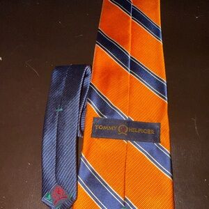 Tommy Hilfiger Vibrant Orange and Navy Tie